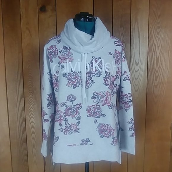 Calvin Klein Tops - SOLD🔽70%🆕CK Gray Pink Cowl Pullover Sweatshirt